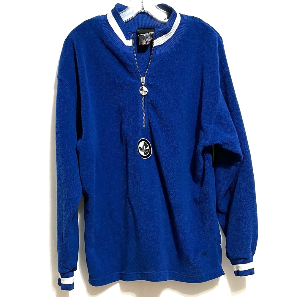 Men's VTG Adidas Royal Blue Half Zip Long Sleeve Pullover Sz M RN# 88387